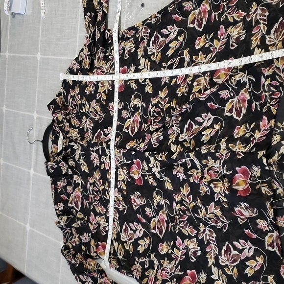 Nwot Caffe Marrakesh Floral Blouse Sheer High Low Hem, Size XL - Picture 6 of 13